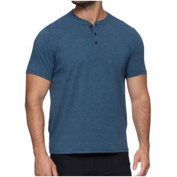 FLAGS & ANTHEM Other - NEW FLAGS & ANTHEM essential stretch comfort short sleeve henley shirt in navy